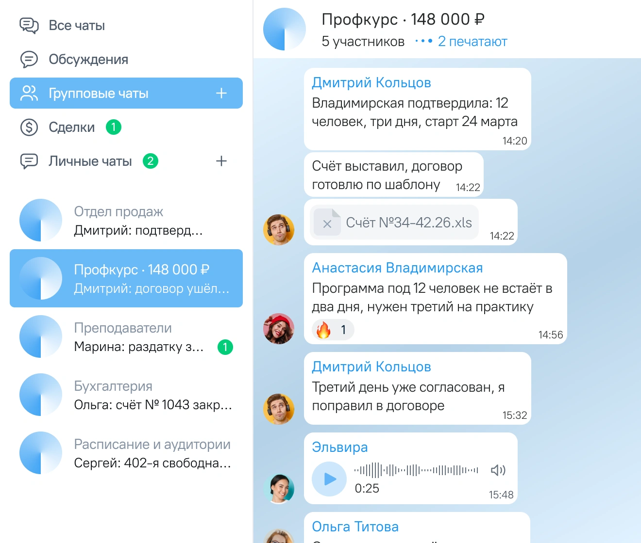 Корпоративный мессенджер в OkoCRM