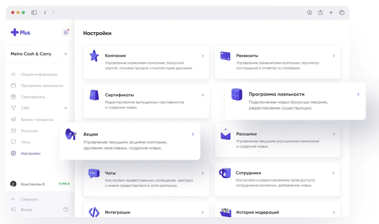 Интерфейс сервиса для настройки лояльности клиентов. Источник: a2is.ru